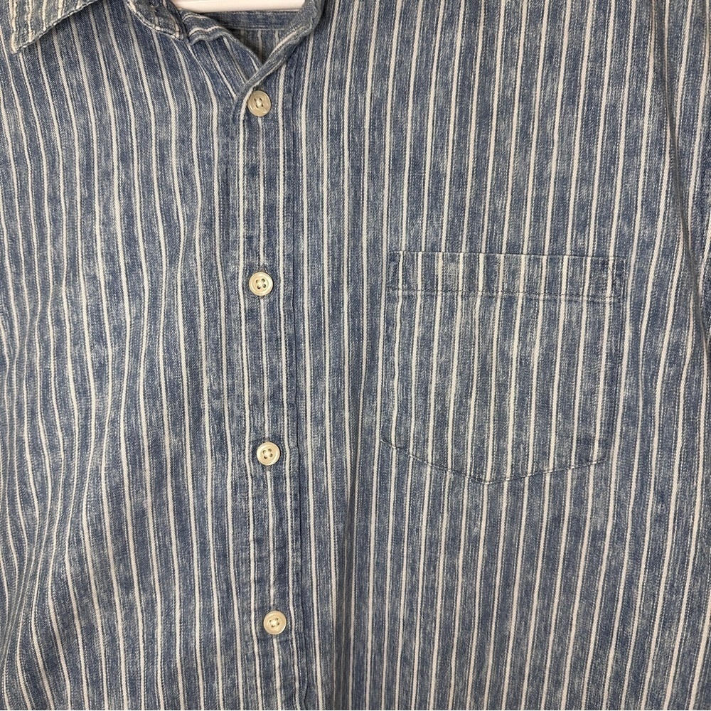 J.Crew Mercantile Cotton Button-Up Shirt Blue White Striped Classic Preppy XL - Picture 5 of 11